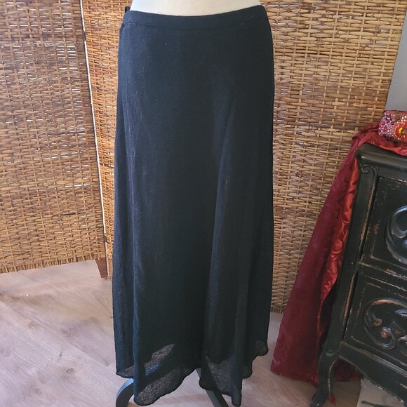 Eileen Fisher VTG Maxi Skirt Rayon Linen Nylon Black Lined SZ M Y2K - Picture 1 of 4